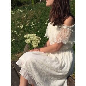 NWT The‎ Kooples Off-Shoulder White Lace Dress Elastic Waist Romantic Size XS